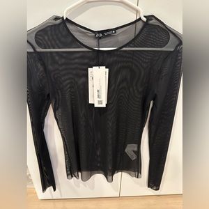 Zara mesh tulle black top size S. Brand new with tags